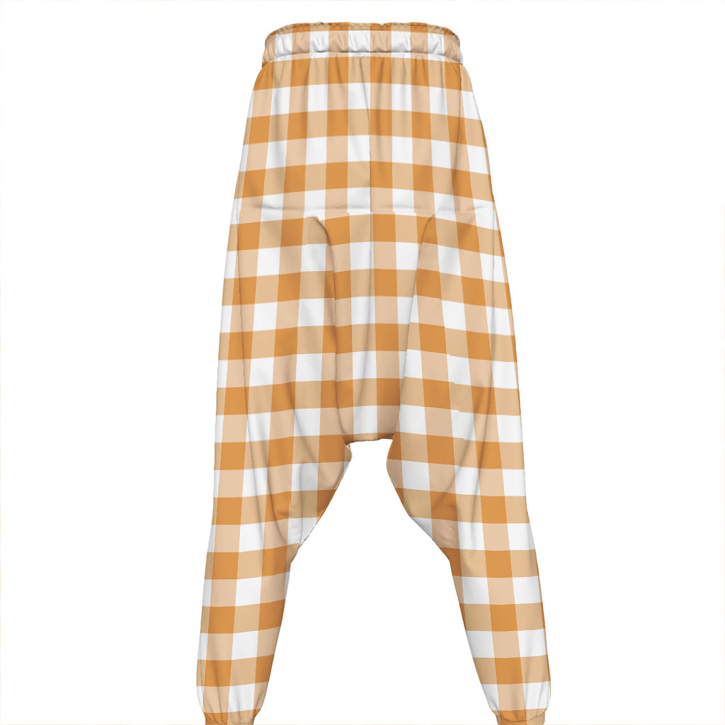 Brown And White Gingham Pattern Print Hammer Pants