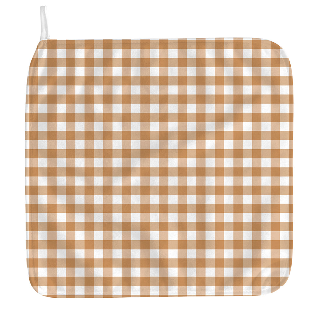 Brown And White Gingham Pattern Print Hand Towel
