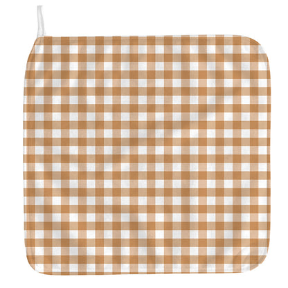Brown And White Gingham Pattern Print Hand Towel