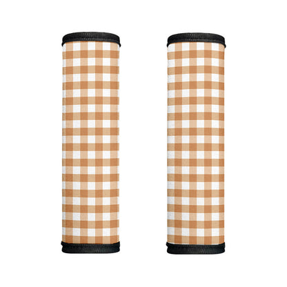 Brown And White Gingham Pattern Print Handle Covers