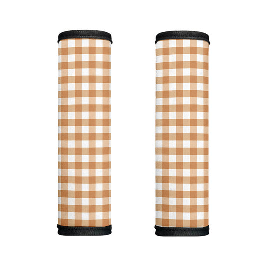 Brown And White Gingham Pattern Print Handle Covers
