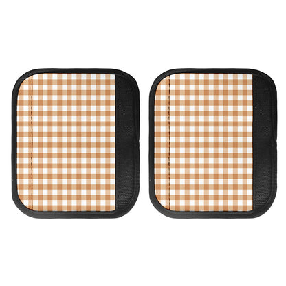 Brown And White Gingham Pattern Print Handle Covers