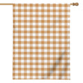 Brown And White Gingham Pattern Print House Flag