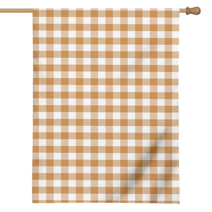 Brown And White Gingham Pattern Print House Flag