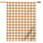 Brown And White Gingham Pattern Print House Flag