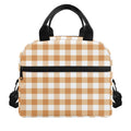 Brown And White Gingham Pattern Print Insulated Lunch Bag