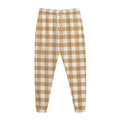 Brown And White Gingham Pattern Print Jogger Pants