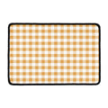 Brown And White Gingham Pattern Print Kitchen Mat