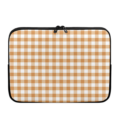 Brown And White Gingham Pattern Print Laptop Sleeve