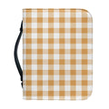 Brown And White Gingham Pattern Print Leather Bible Cover