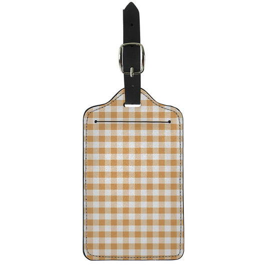 Brown And White Gingham Pattern Print Luggage Tag
