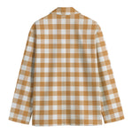 Brown And White Gingham Pattern Print Men's Blazer