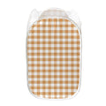 Brown And White Gingham Pattern Print Mesh Laundry Hamper