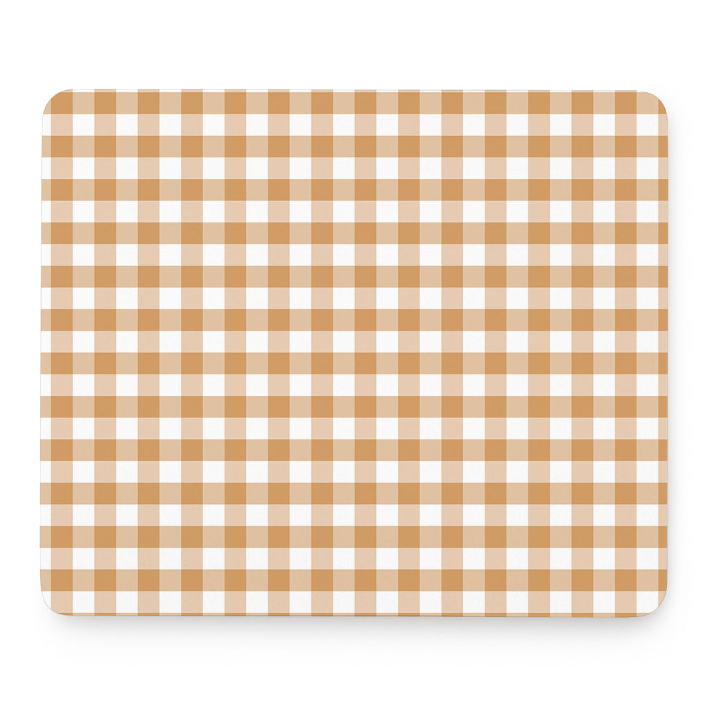 Brown And White Gingham Pattern Print Mouse Pad