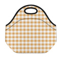 Brown And White Gingham Pattern Print Neoprene Lunch Bag