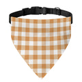 Brown And White Gingham Pattern Print Over The Collar Dog Bandana