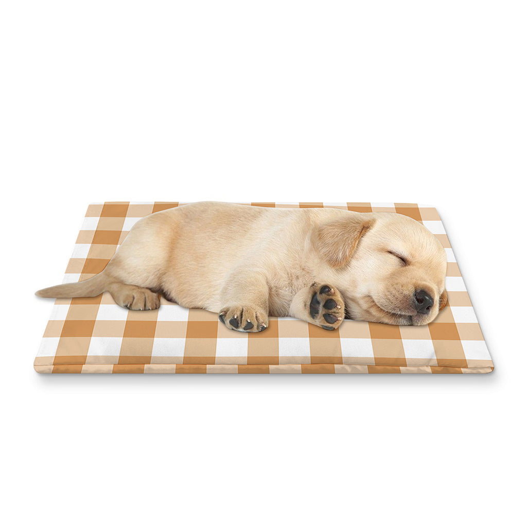 Brown And White Gingham Pattern Print Pet Cooling Mat Cover