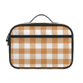 Brown And White Gingham Pattern Print Portable Lunch Bag