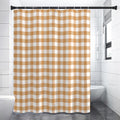 Brown And White Gingham Pattern Print Premium Shower Curtain