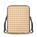 Brown And White Gingham Pattern Print Rectangular Crossbody Bag