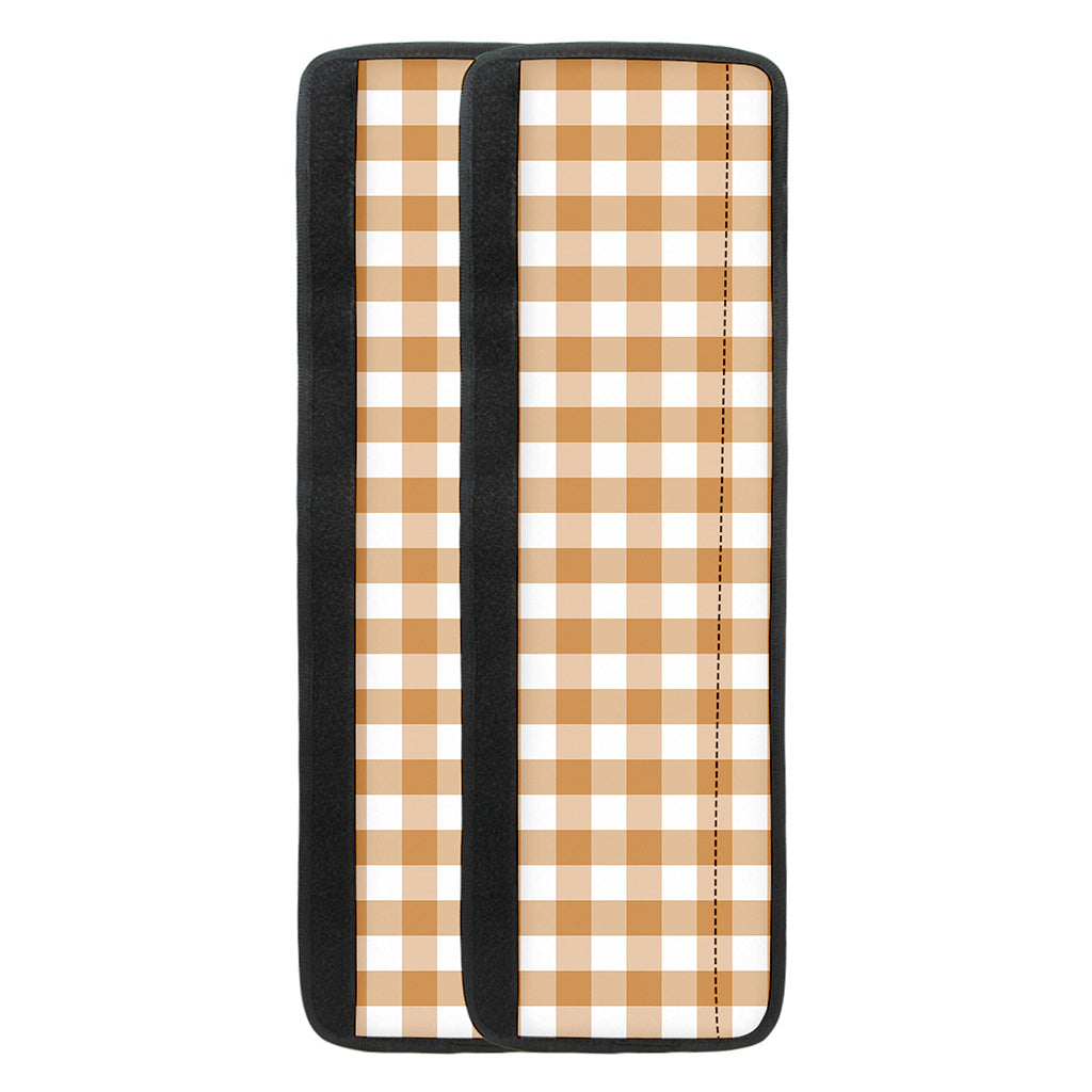 Brown And White Gingham Pattern Print Refrigerator Handle Covers
