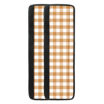 Brown And White Gingham Pattern Print Refrigerator Handle Covers