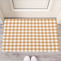 Brown And White Gingham Pattern Print Rubber Doormat