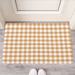 Brown And White Gingham Pattern Print Rubber Doormat
