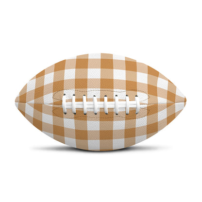 Brown And White Gingham Pattern Print Rugby Ball