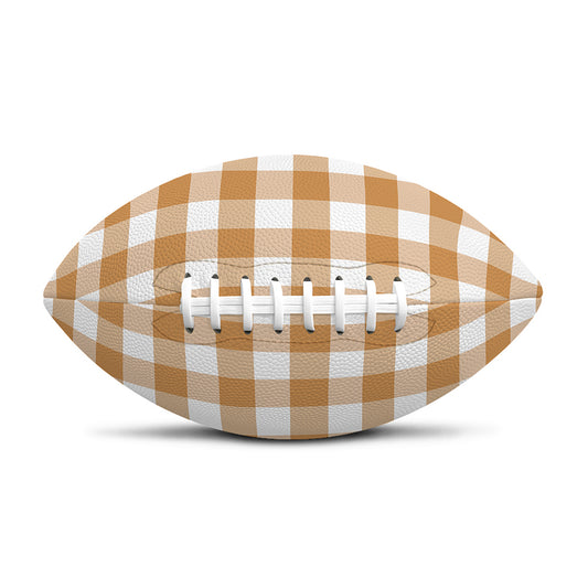 Brown And White Gingham Pattern Print Rugby Ball