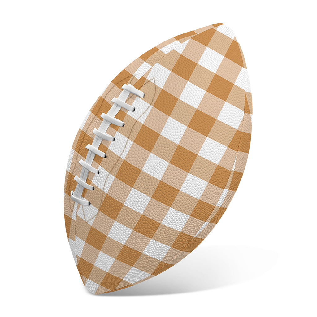 Brown And White Gingham Pattern Print Rugby Ball