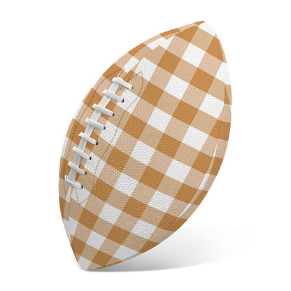 Brown And White Gingham Pattern Print Rugby Ball