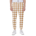 Brown And White Gingham Pattern Print Joggers