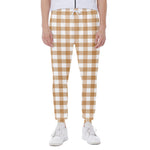 Brown And White Gingham Pattern Print Scuba Joggers