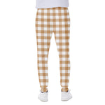 Brown And White Gingham Pattern Print Scuba Joggers