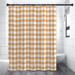 Brown And White Gingham Pattern Print Shower Curtain