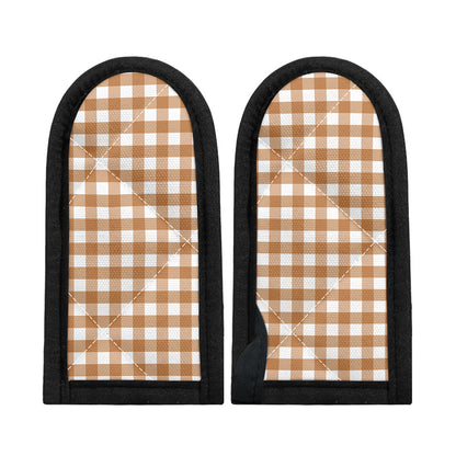 Brown And White Gingham Pattern Print Skillet Handle Cover