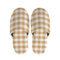 Brown And White Gingham Pattern Print Slippers
