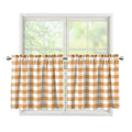 Brown And White Gingham Pattern Print Tier Curtains