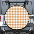 Brown And White Gingham Pattern Print Tire Cover