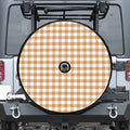 Brown And White Gingham Pattern Print Tire Cover With Camera Hole