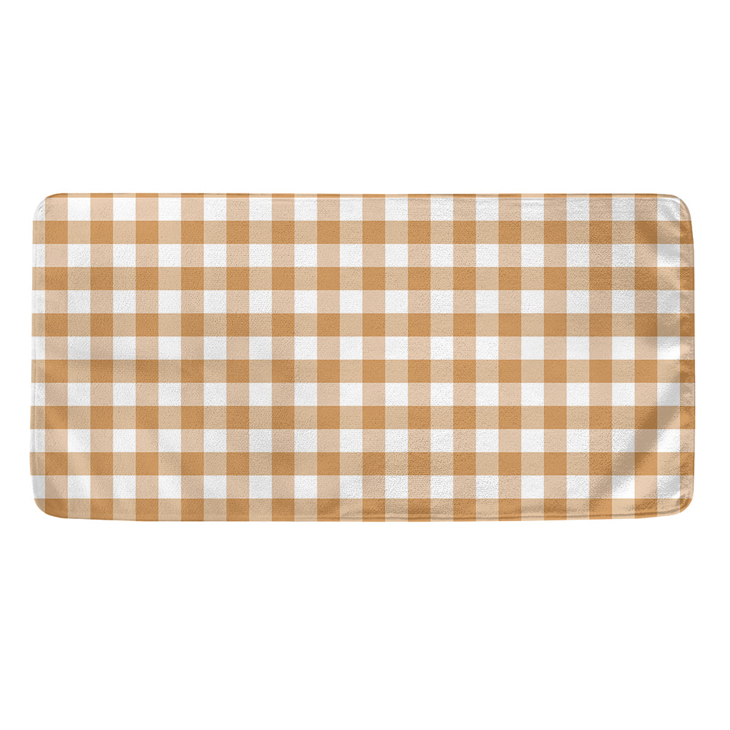 Brown And White Gingham Pattern Print Towel