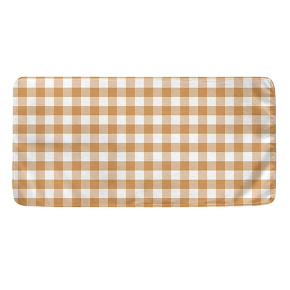 Brown And White Gingham Pattern Print Towel