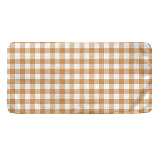 Brown And White Gingham Pattern Print Towel