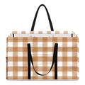 Brown And White Gingham Pattern Print Utility Tote Bag