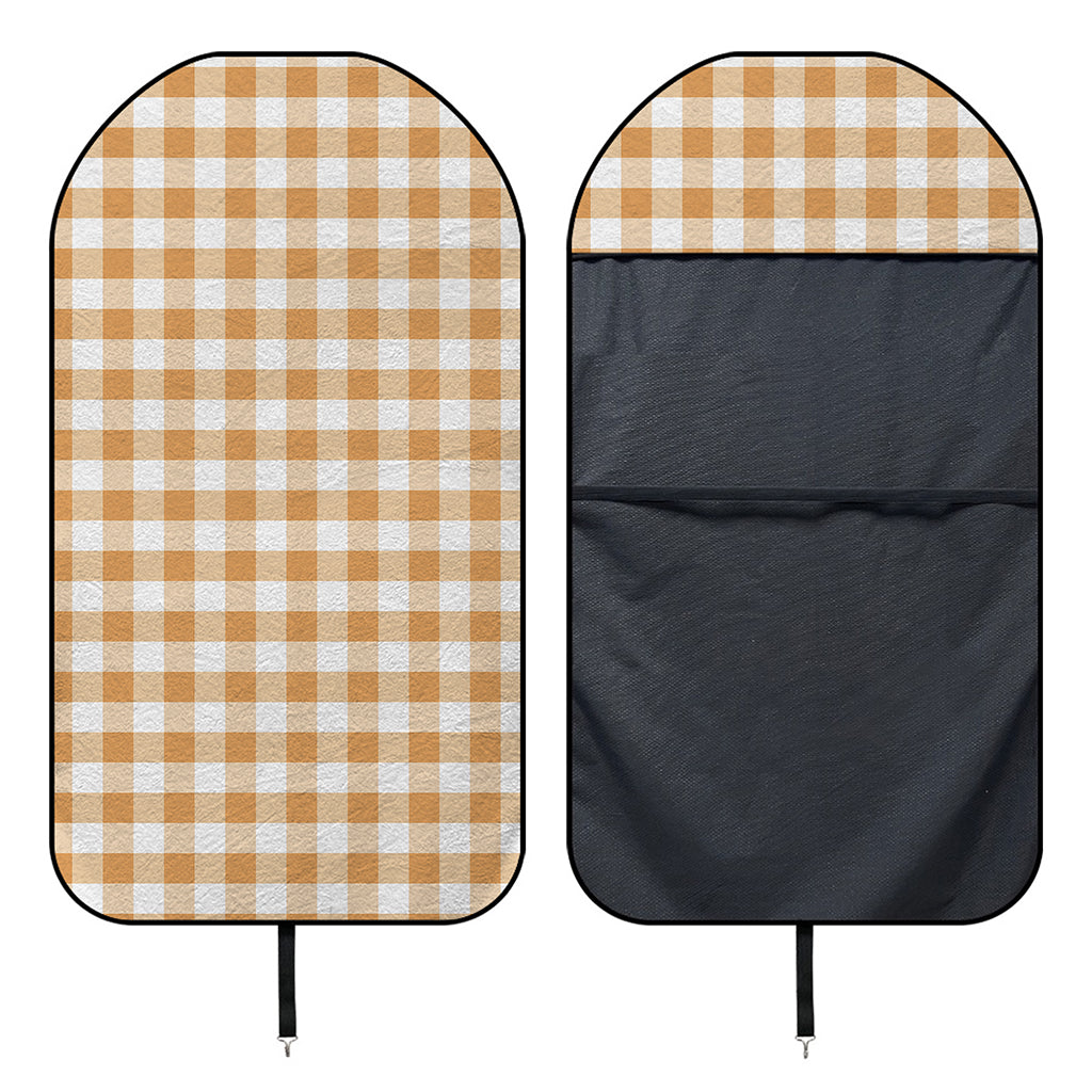 Brown And White Gingham Pattern Print Waterproof Car Seat Cover