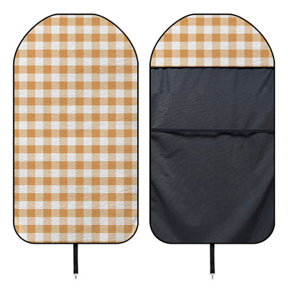Brown And White Gingham Pattern Print Waterproof Car Seat Cover