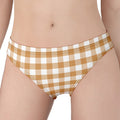 Brown And White Gingham Pattern Print Women's Panties