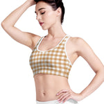 Brown And White Gingham Pattern Print Women's Sports Bra
