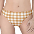 Brown And White Gingham Pattern Print Women's Thong